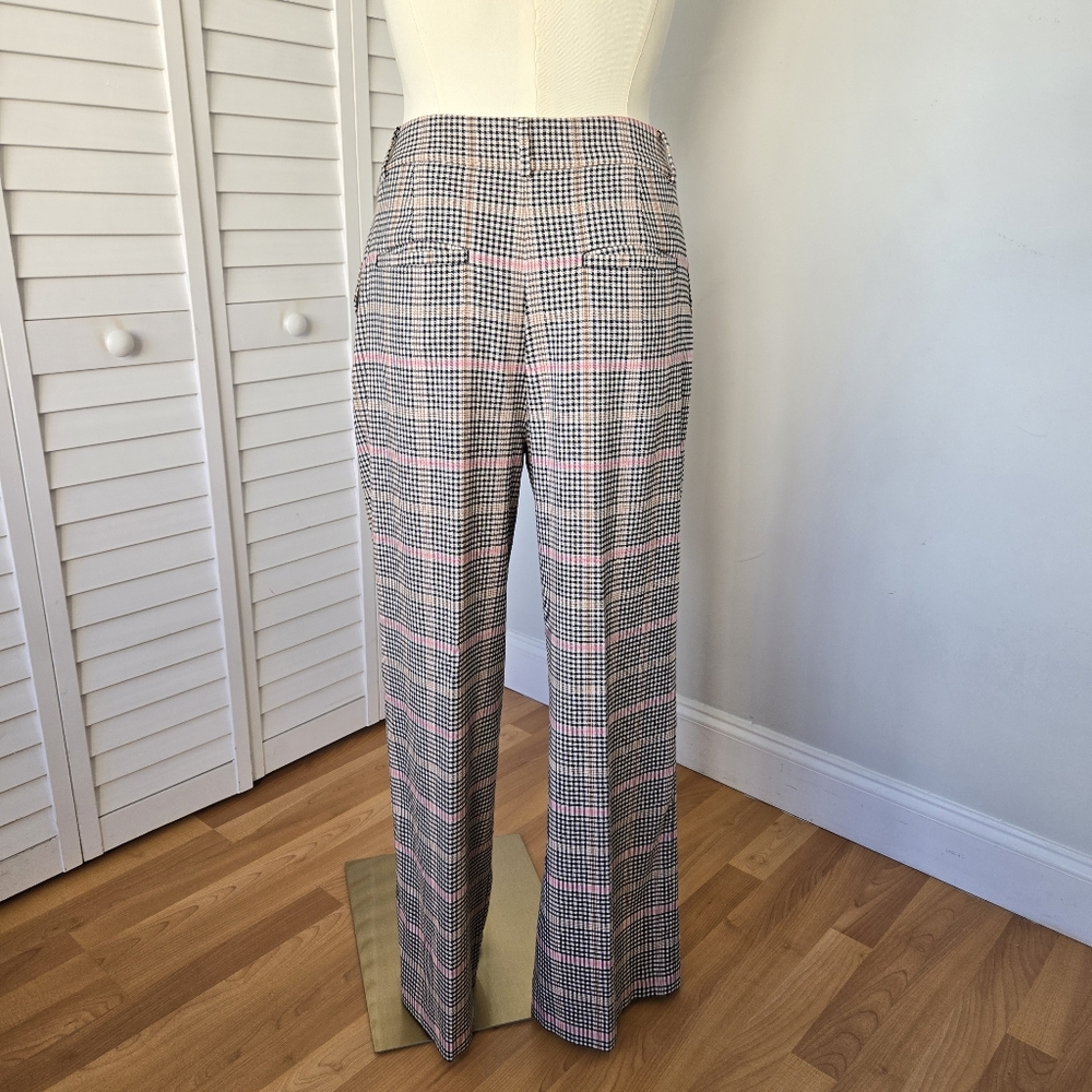 LOFT Plaid Wide-Leg Trousers with Pink Accent - Picture 7 of 16
